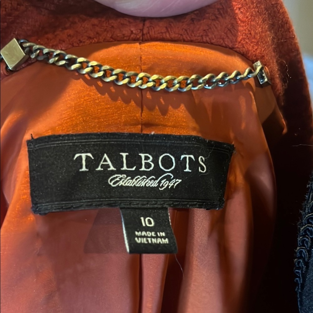 Talbots Single Button Wool Blend Blazer Red Orang… - image 8